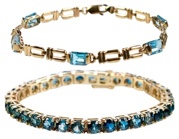 Two 14kt. Blue Topaz Bracelets