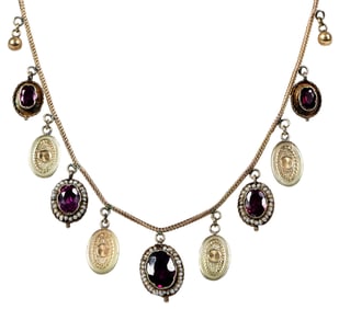 14kt. Amethyst and Seed Pearl Necklace