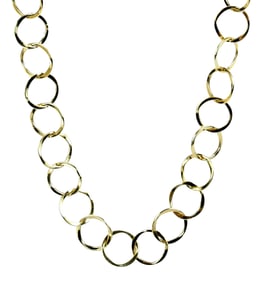 14kt. Italian Long Hammered Link Necklace