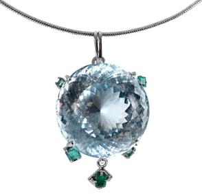 Blue Topaz and Emerald Accent Drop Pendant