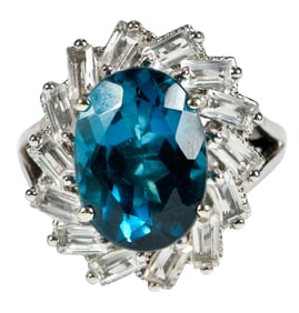 10kt. Blue Topaz Accented with White Topaz Ring