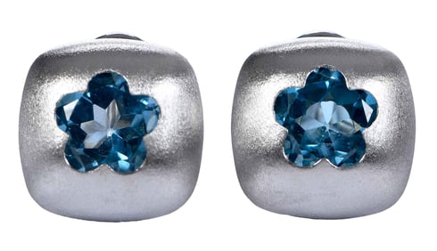 14kt. Italian Blue Topaz Earrings
