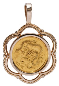 1988 Singapore Year of the Dragon Gold Coin Pendant