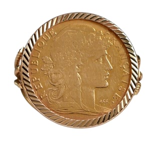 1906 France 10 Francs Gold Ring