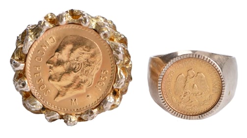 Two Mexican Peso Coin Rings