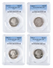 Group of Four Susan B. Anthony Proof Dollars