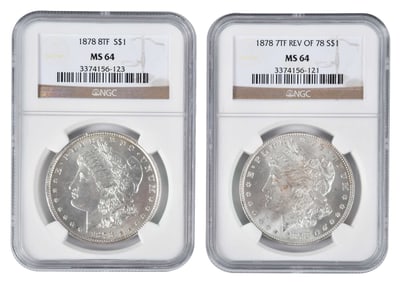 1878 Morgan Dollars, Seven and Eight Tail Feather Varieties