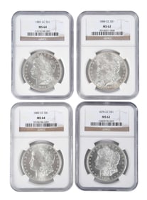 Nice Run of Four Carson City Morgan Silver Dollars