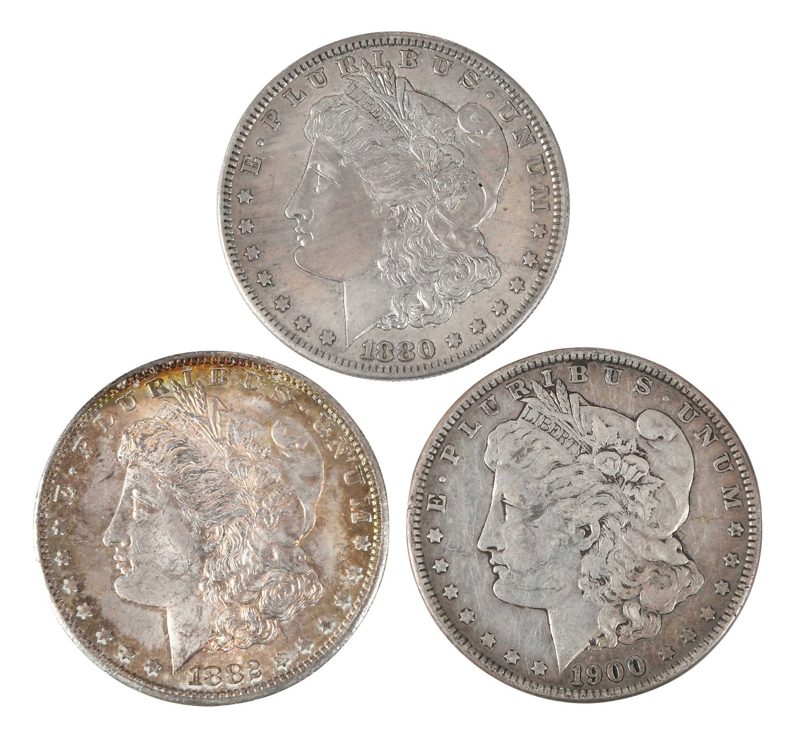 26 Assorted Morgan Silver Dollars: nice mix of dates with some mintmarked coins, all 1901 or older except for two dated 1921 Provenance: Private Collection