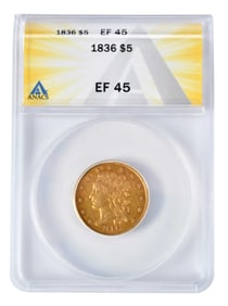 1836 Classic Head $5 Half Eagle Gold Coin