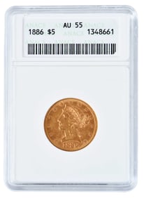 1886 $5 Half Eagle Gold Coin