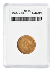 1887-S $5 Half Eagle Gold Coin
