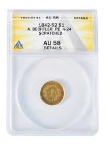Augustus Bechtler $1 Gold Coin with Stack's Receipt