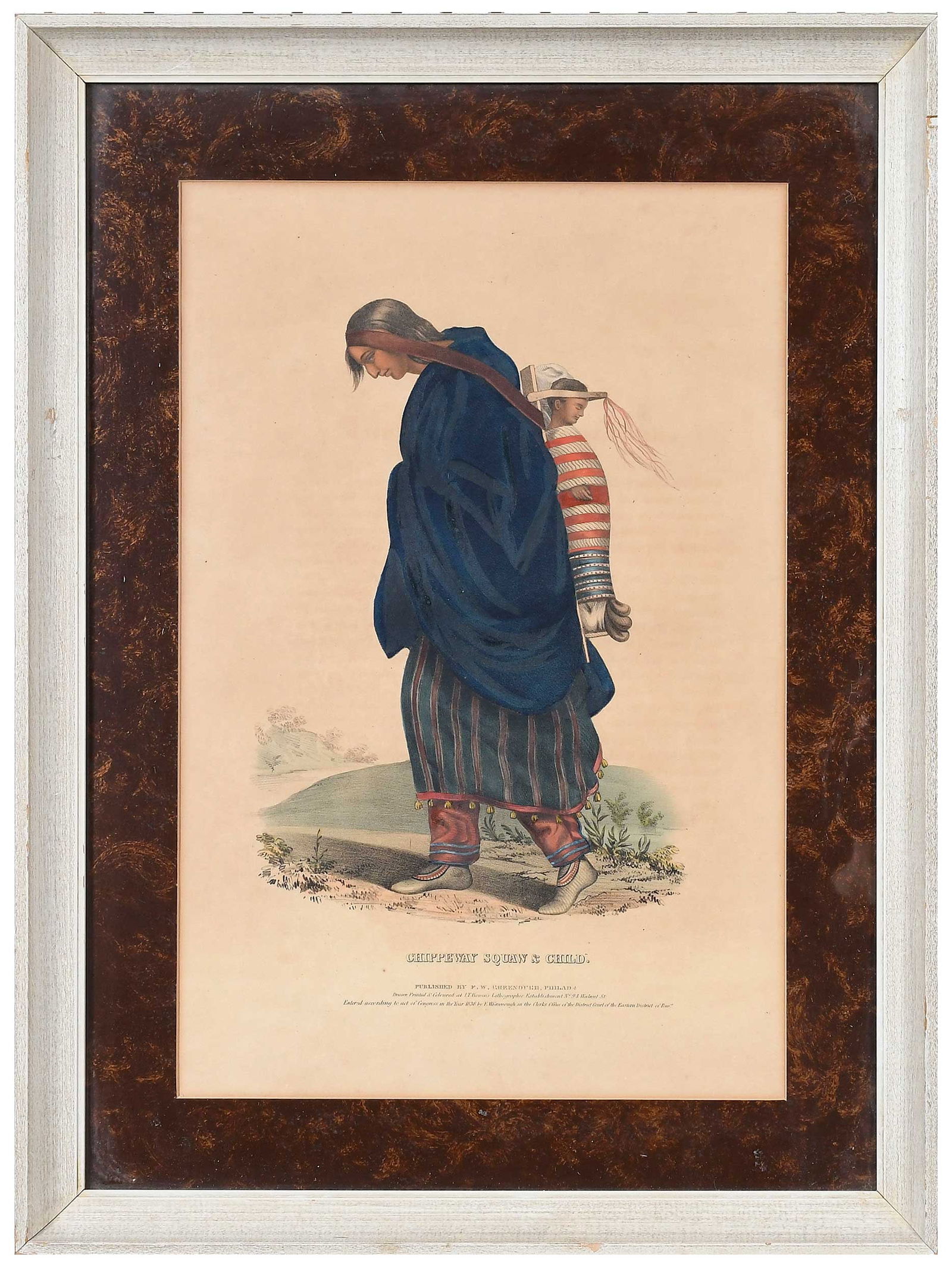 Thomas McKenney and James Hall, Publishers: After Charles Bird King, Chippeway Squaw and Child, from History of the Indian Tribes of North America, Frederick W. Greenough, publishers, 1836-1837, Philadelphia, J.T. Bowen, lithographer, large fol