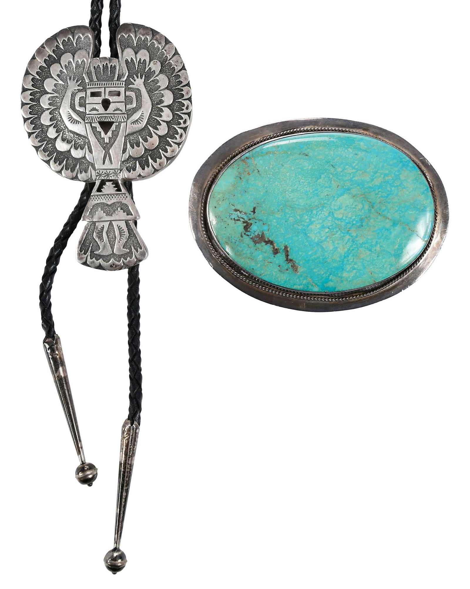 Sterling Turquoise Belt Buckle and Eagle Dancer Bolo (1 of 10)
