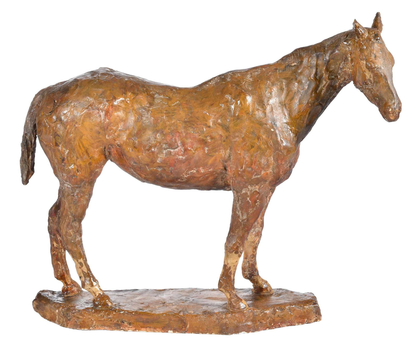 Sculptural Model of a Horse: (20th century) A Hunter, inscribed underneath "791", painted plaster, 14-1/4 x 16-1/4 x 5 in. Provenance: The Tatti Family Collection
