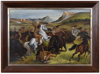 American School Buffalo Hunt Painting
