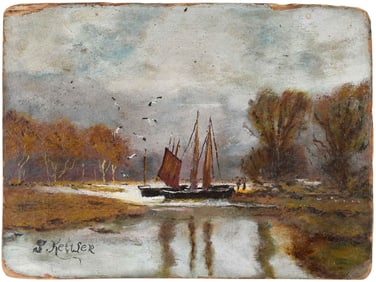 Signed Lake Scene