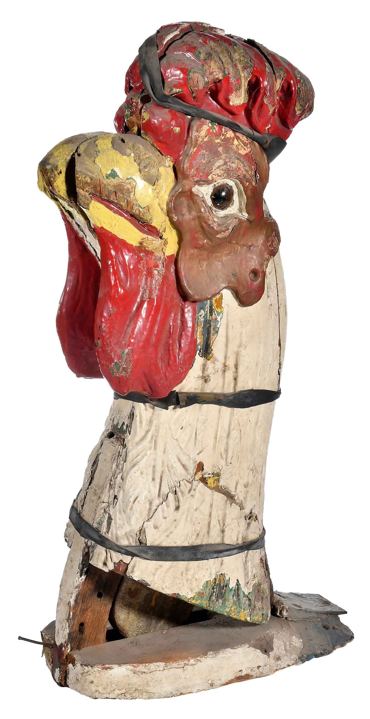 Carved and Painted Wood Chicken Carousel Head (1 of 11)
