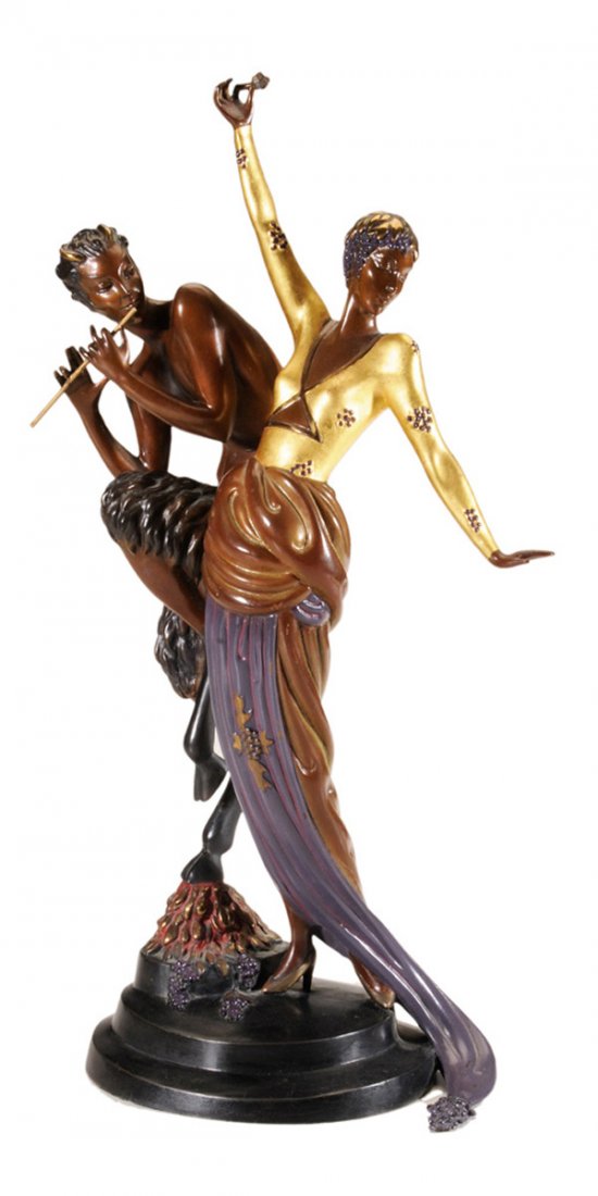 Romain (Erte) De Tirtoff: (New York/Russian Federation/France, 1892-1990) Woman and Satyr, cast bronze figure, stamped 270/375, Fine Art Acquisitions dated 1985, 18 x 7-1/4 in., good condition. Provenance: Private Collection