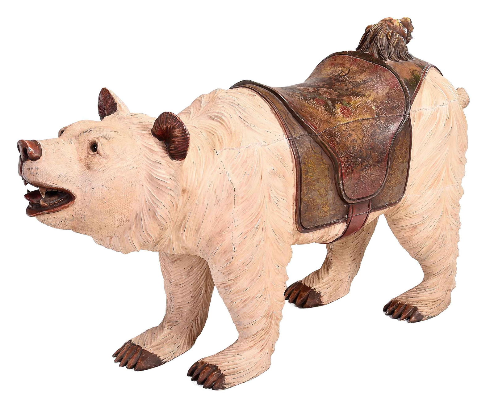 Large Black Forest Style Carved and Paint Decorated Bear (1 of 17)