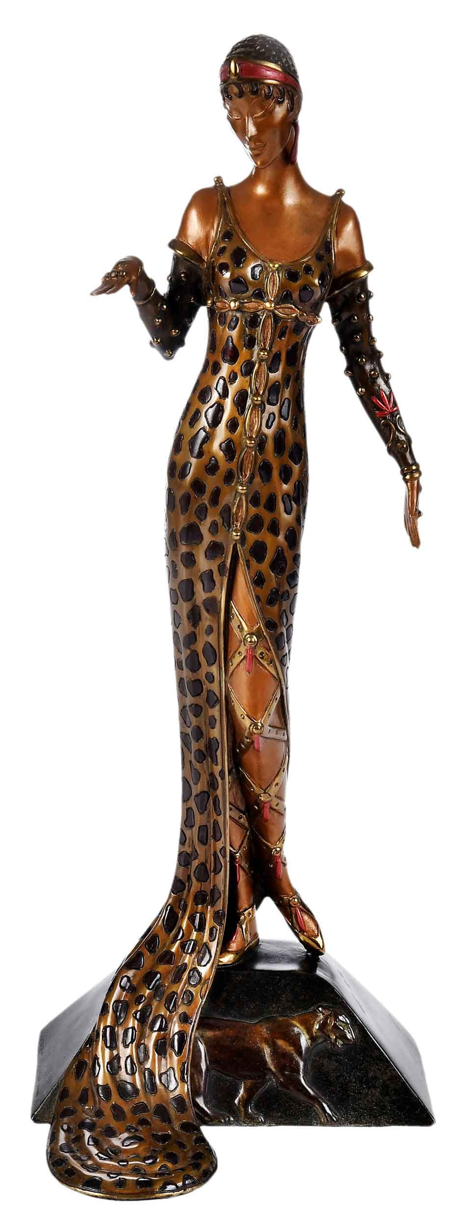 Erte Sculpture: (Romain de Tirtoff, Russian, 1892-1990) Juliette, 1987, edition 253/500, signed on base "Erte", foundry mark for Seven Arts Ltd., London, Joel Meisner stamp, polychromed