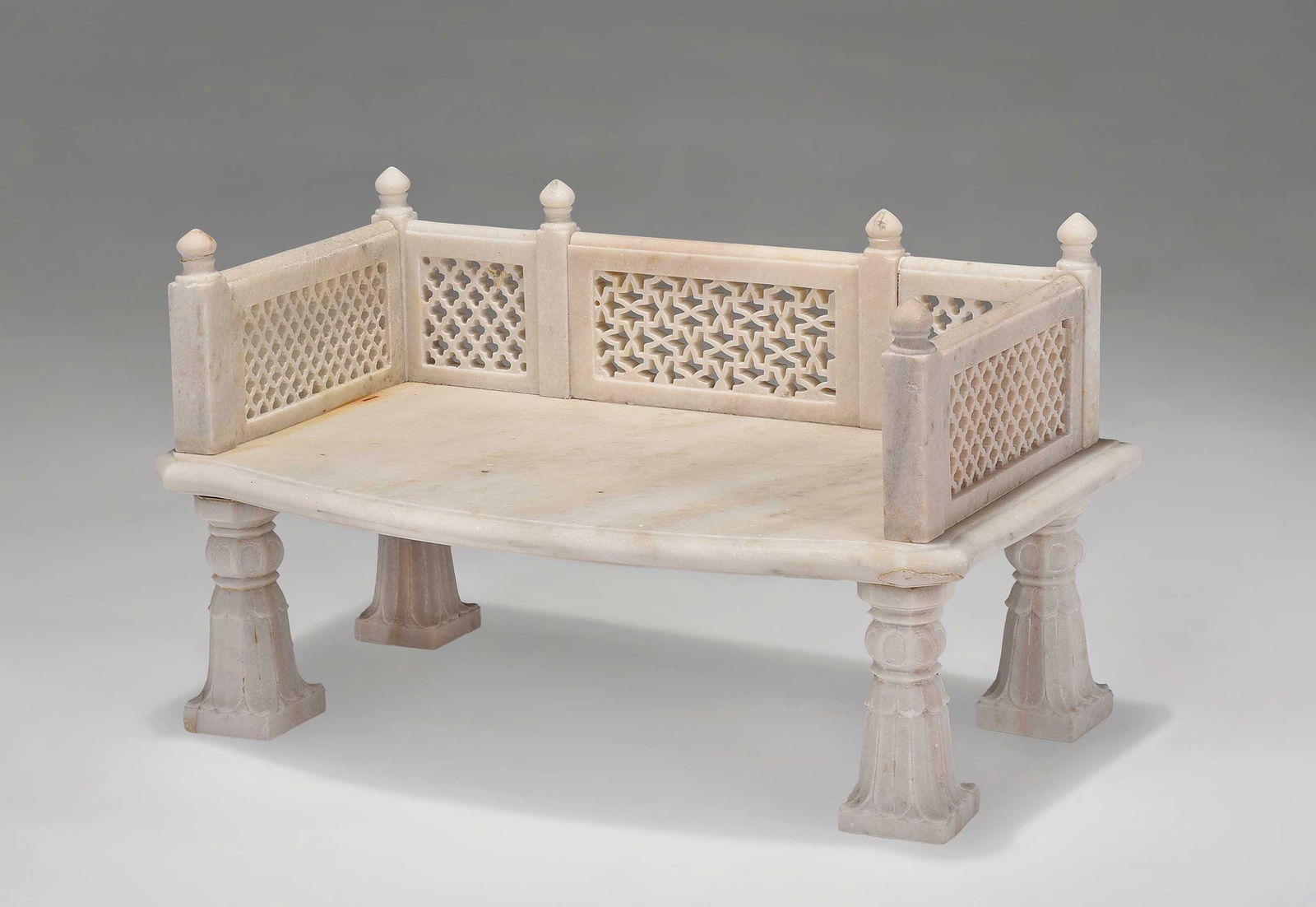 Rajasthan Carved White Marble Garden Bench (1 of 7)