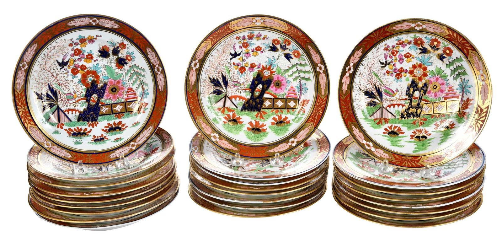 25 Royal Porcelain Works Luncheon Plates, "Imari Fence" Pattern (1 of 10)