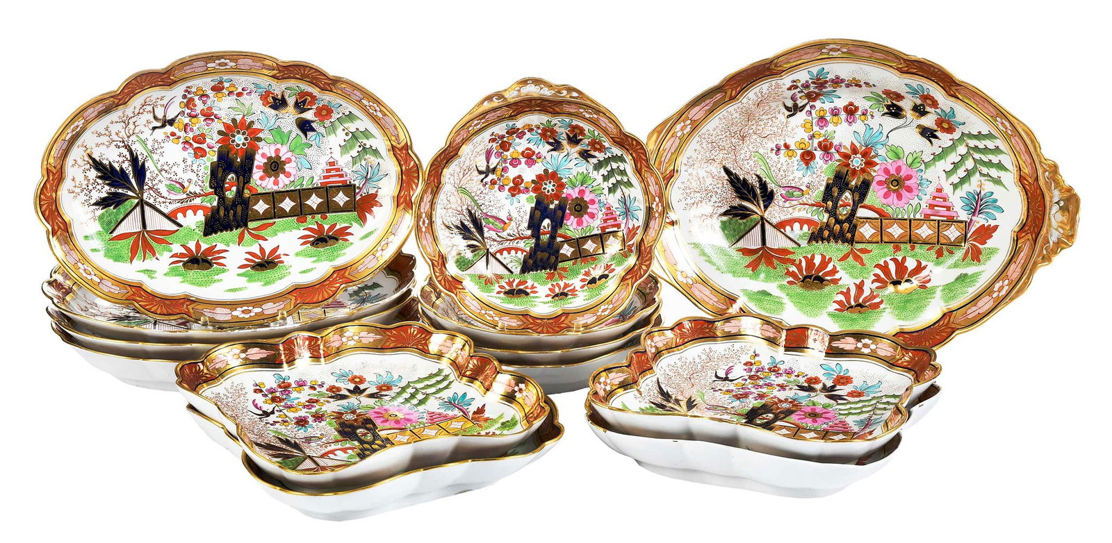 13 Piece Royal Porcelain Works Serviceware Set, "Imari Fence" Pattern (1 of 17)