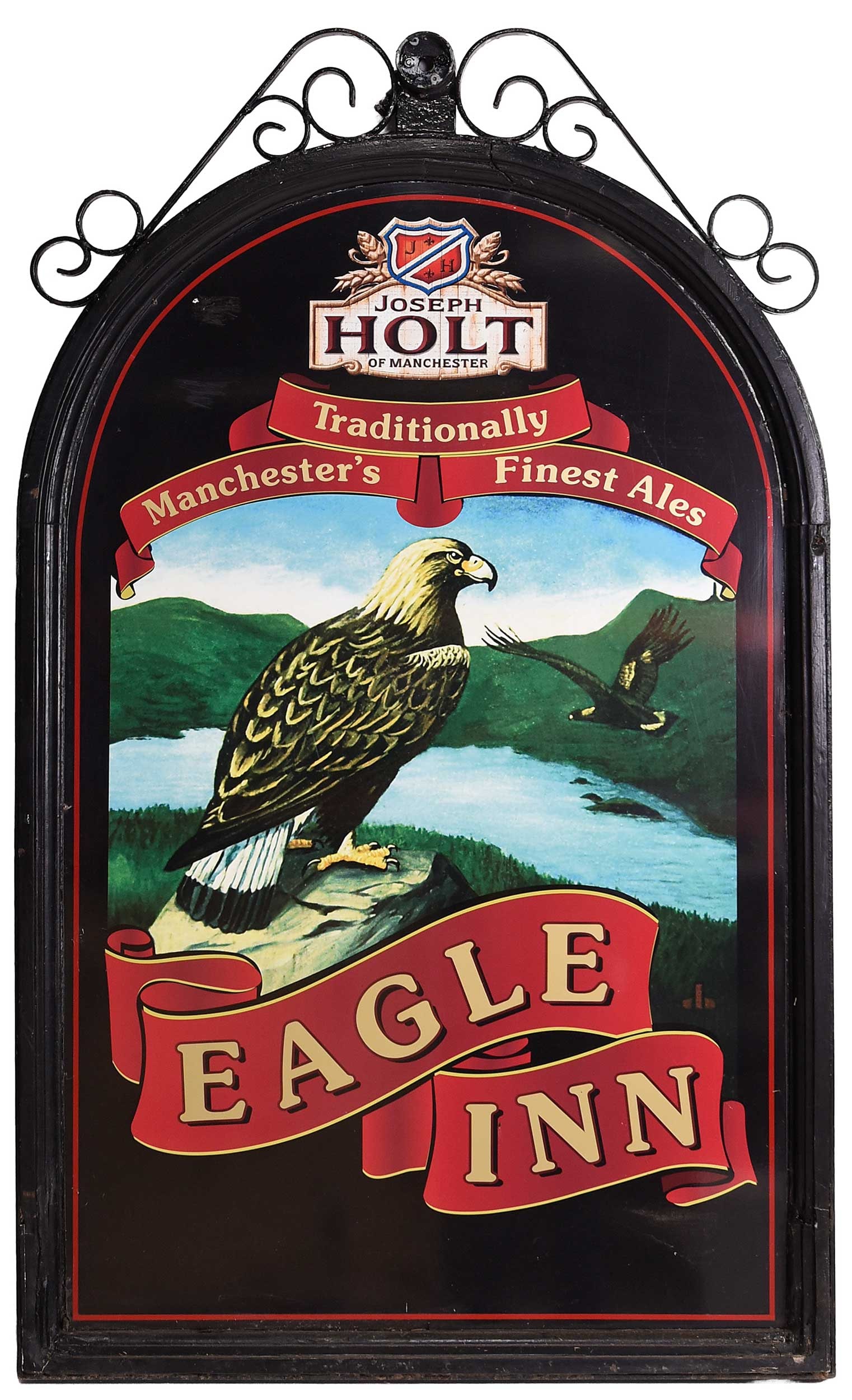 Vintage Scrolled Wrought Iron Framed Pub Sign (1 of 8)