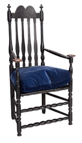 William and Mary Banister Back Armchair with Mushroom Grips