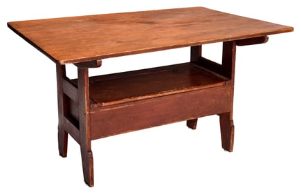 Early American Red Painted Hutch Table