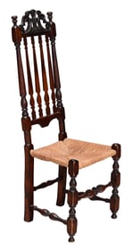 American William and Mary Carved Banister Back Side Chair