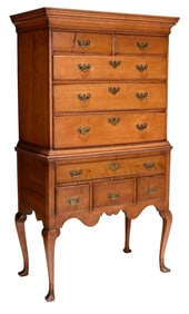 Queen Anne Highly Figured Tiger Maple High Chest of Drawers