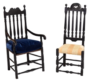 Two New England William and Mary Banister Back Chairs