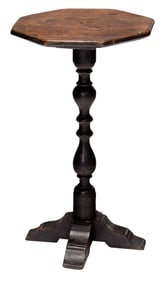 Rare William and Mary Black Painted Octagonal Candle Stand