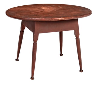 Fine New England Queen Anne Oval Tavern Table in Early Red Paint