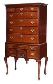 New England Queen Anne Cherry High Chest of Drawers