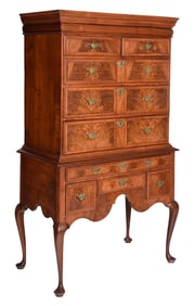 Massachusetts Queen Anne Figured Walnut High Chest of Drawers