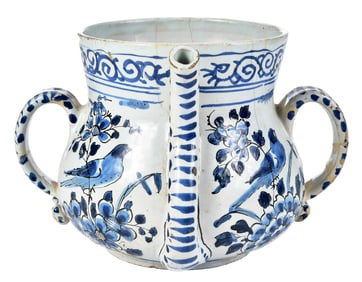 English Delft Blue and White Posset Pot