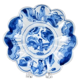 English Delft Blue and White Lobed Dish