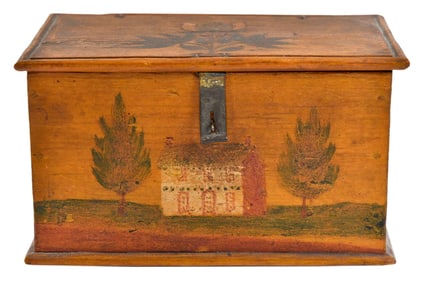 Rare and Important Jonas Weber Painted Pine Box