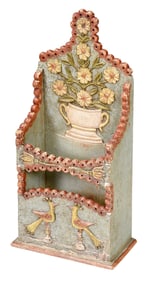 Frank Finney Attributed Carved Polychrome Folk Art Pipe Box