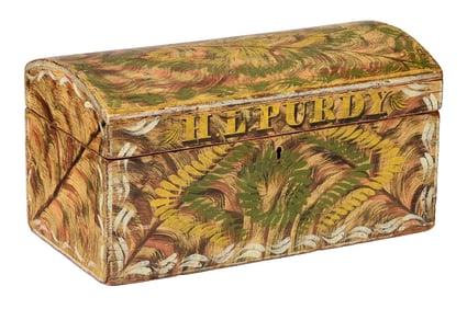 Fine American Paint Decorated Dome Top Box