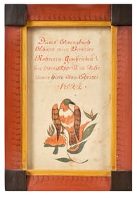 Framed Pennsylvania Song Bookplate Fraktur Dated 1822