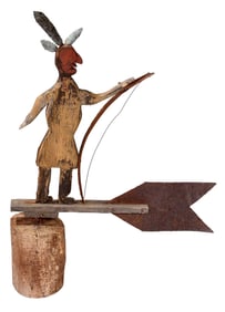 Folk Art Carved and Painted Native American Weathervane