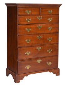 New England Chippendale Maple Tall Chest