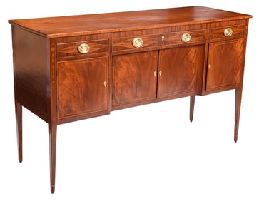 American Federal Inlaid Figured Mahogany Sideboard