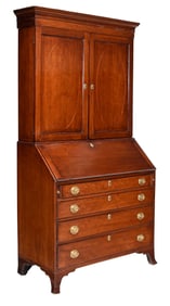 American Federal Inlaid Cherry Desk and Bookcase