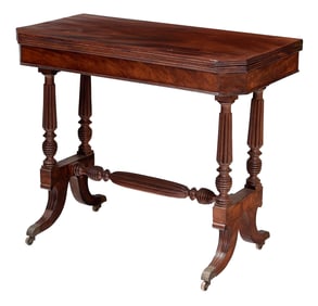 Fine Massachusetts Figured Mahogany Card Table, possibly Seymour